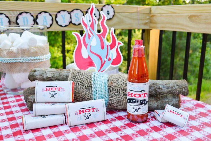 DIY barbeque themed adult birthday table decor